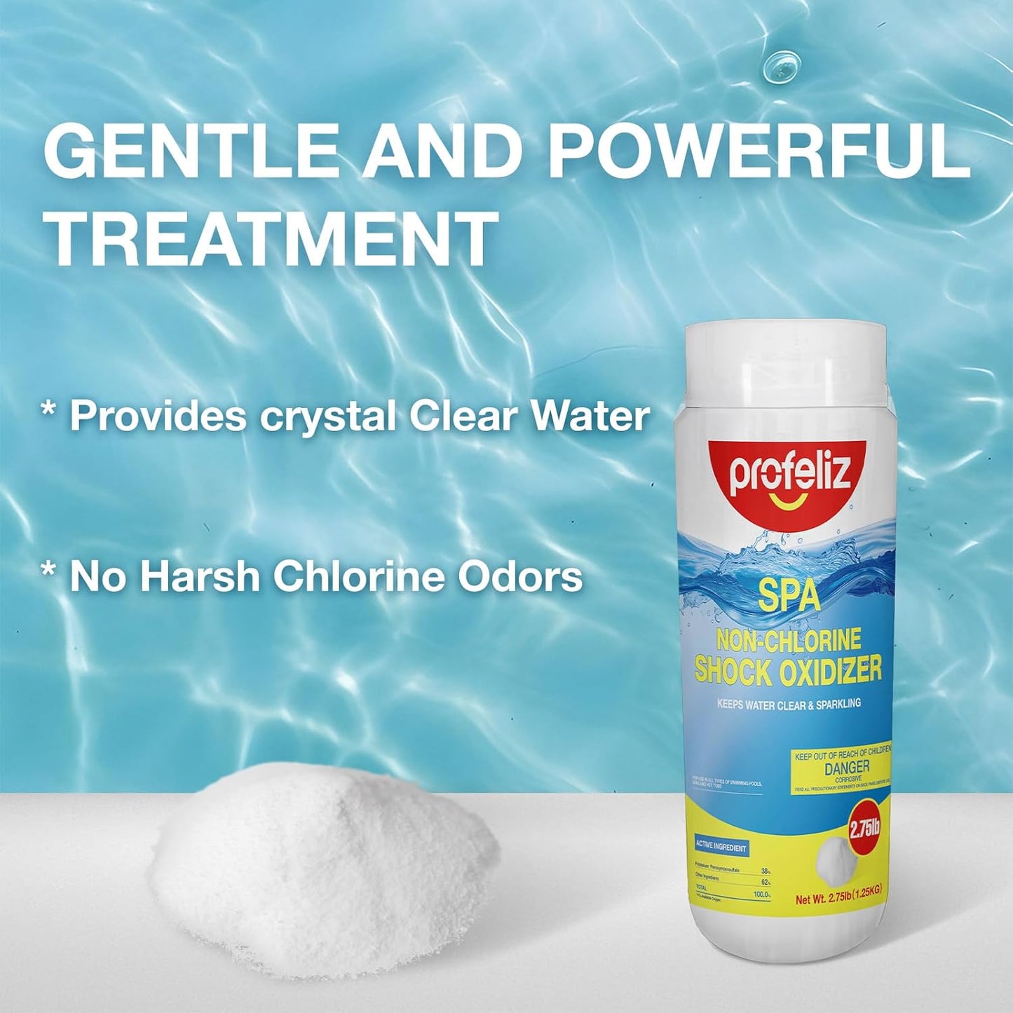 Profeliz Non-Chlorine Shock for Hot Tub & Spa - Chlorine-Free Oxidizer, 4 Pack, 11 lb