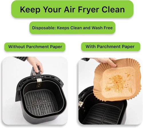 Air Fryer Liners - 100PCS Unbleached Non-Stick Paper for 2 to 5 Qt Air Fryers | 6.3 Inch