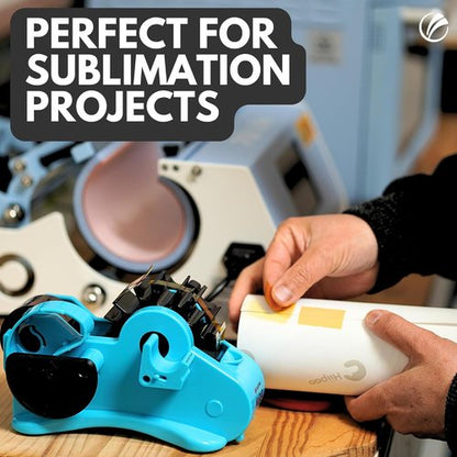 Echomerx Original Tape Dispenser - Multi-Roll Heat Resistant for Cricut & Thermal Press | Blue, 1" & 3" Core