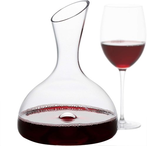 GoodGlassware Wine Decanter – Personal Red Wine Carafe with Wide Base and Aerating Punt - Crystal Clear, Full Bottle Pitcher (44 oz Capacity)
