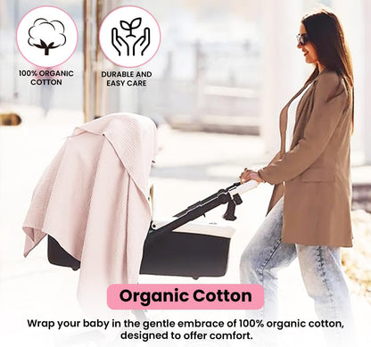 Skiennix Organic Muslin Swaddle Blankets - 100% Cotton, Soft & Breathable Baby Wraps | 3-Pack, 47 x 47 Inches