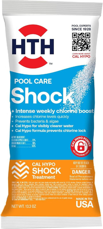 HTH 52031 Swimming Pool Care Shock - Boost Chlorine Levels with Cal Hypo Formula, 13.3oz