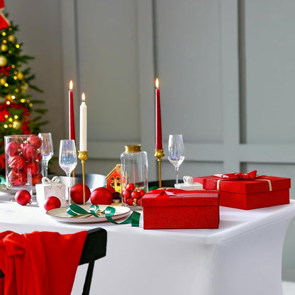 Skiennix 2 Pack White Spandex Table Covers - Fitted, Wrinkle Resistant, 6ft x 18in for Events & Parties