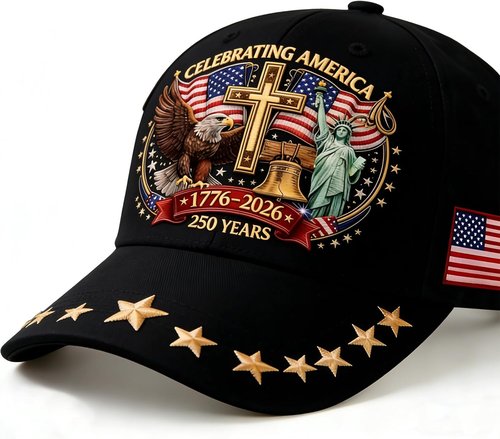 250th Anniversary USA Hat - Eagle Liberty Cross Design | Adjustable Baseball Cap for Men & Women
