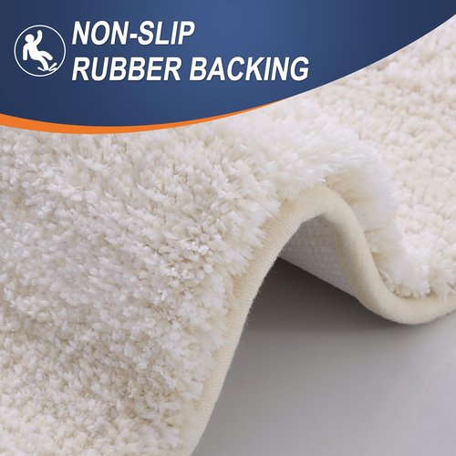 OLANLY Bathroom Rugs Mat 36x24, Extra Soft Absorbent Microfiber Bath Rugs, Rubber Backing, Quick Dry, Machine Washable Bath Mats for Bathroom Floor, Tub and Shower, Home Decor Accessories, Light Beige