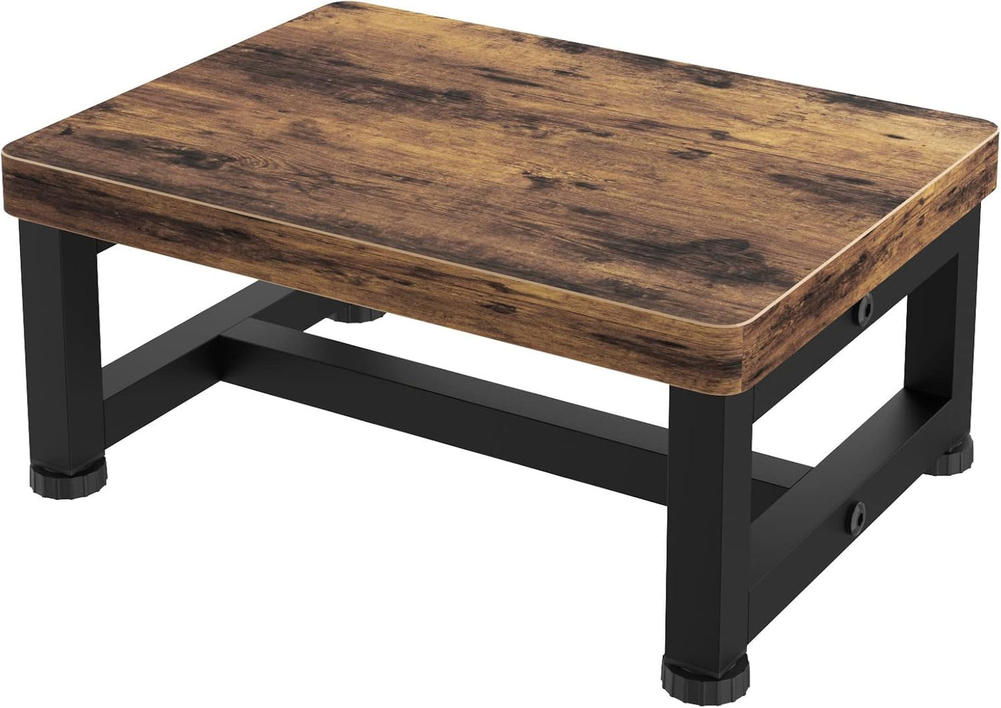 Wooden Step Stool - Heavy Duty Design with Non-Slip Rubber Feet | 500-LBS Capacity, Rustic Brown