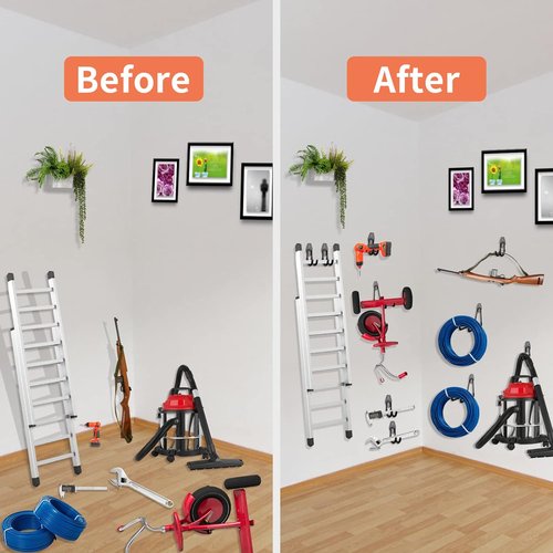 HUPBIPY Heavy Duty Garage Hooks - 12 Pack Wall Mount Storage Organizer for Tools, Ladders & Bikes