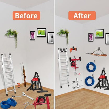 HUPBIPY Heavy Duty Garage Hooks - 12 Pack Wall Mount Storage Organizer for Tools, Ladders & Bikes