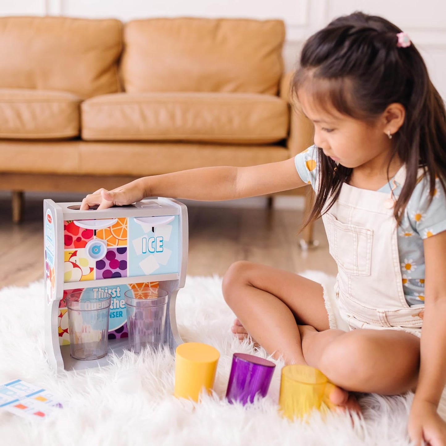 Melissa & Doug Wooden Drink Dispenser - Thirst Quencher with Juice Inserts & Ice Cubes | Preschool Learning Toy for Ages 3+