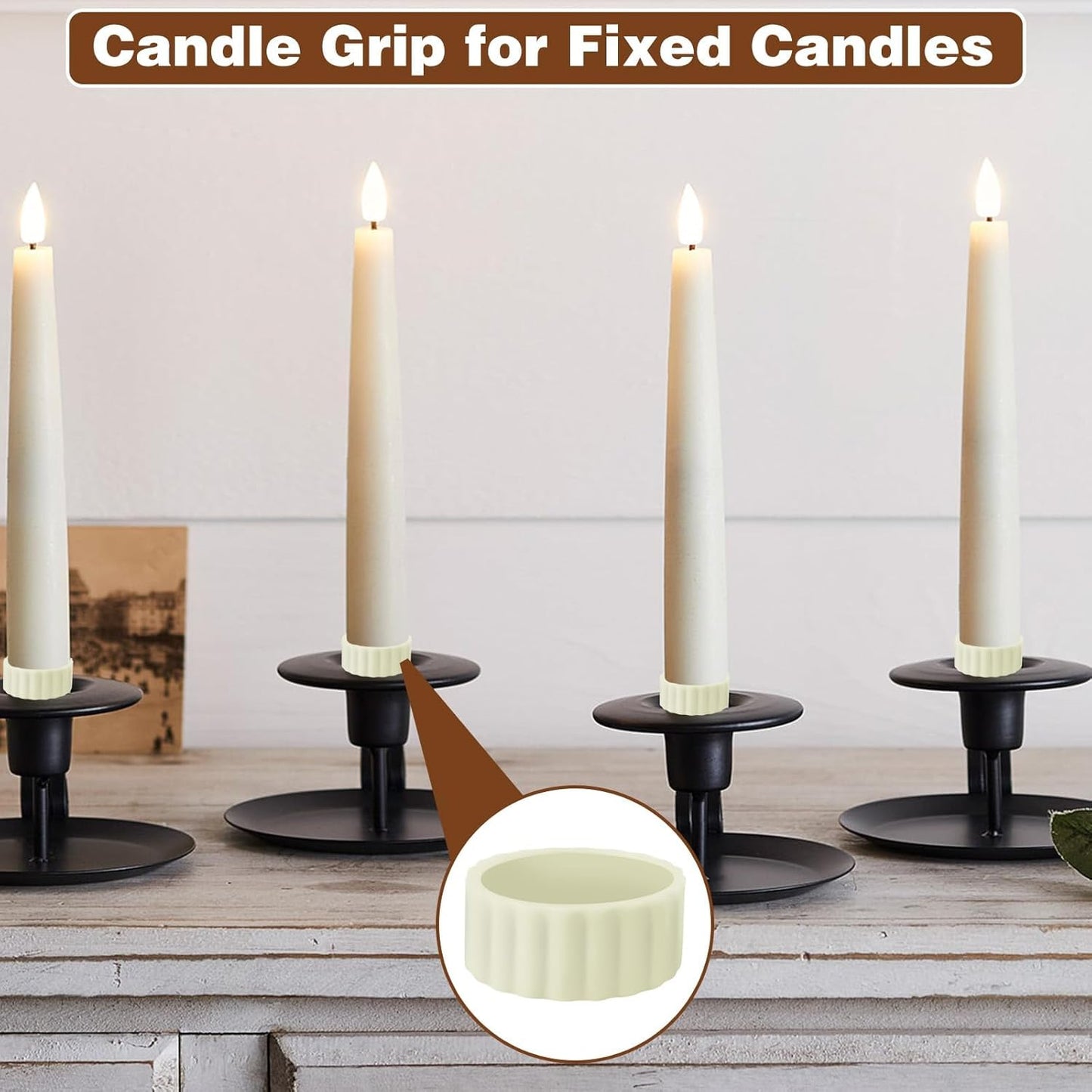 Skiennix 12Pcs Silicone Candle Grippers - Durable Holders for Taper Candles | Perfect for Weddings & Festivals