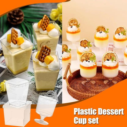 340 Pack Plastic Dessert Cups with Lids and Spoons, 5 OZ Mini Clear Square and Round Goblet Dessert Shooter Cups for Party, Fruit, Ice Cream and Pudding