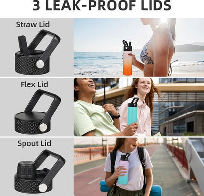 BJPKPK 40oz Stainless Steel Insulated Water Bottle - BPA Free, Leakproof Thermos for Sports & Gym, Sakura