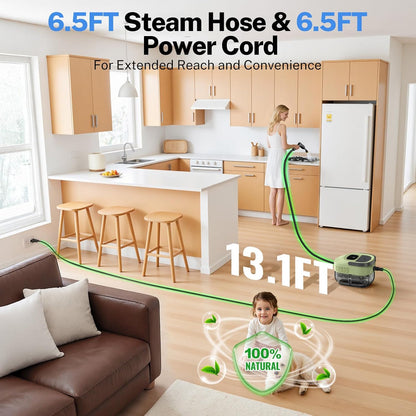 ODSD Steam Cleaner - Handheld 3-Level Adjustable Steamer for Home & Car | 15s Heat-Up, 1.6L Tank, 15 Accessories