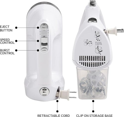 Kenmore 89109 Hand Mixer - 5-Speed Versatility in Elegant White Finish