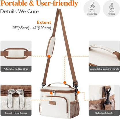 Lifewit Insulated Lunch Bag - Portable Leakproof Cooler with Adjustable Strap | 9L Capacity, Cream