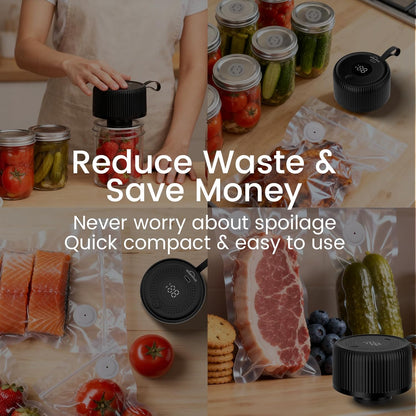 Skiennix Electric Mason Jar Vacuum Sealer Kit - Upgraded One-Touch Cordless Food Sealer for Wide & Regular Jars