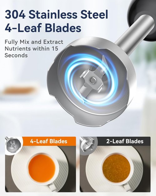 Immersion Blender 1000W - 5-in-1 Handheld Stick Blender with 12 Speeds & BPA-Free Accessories