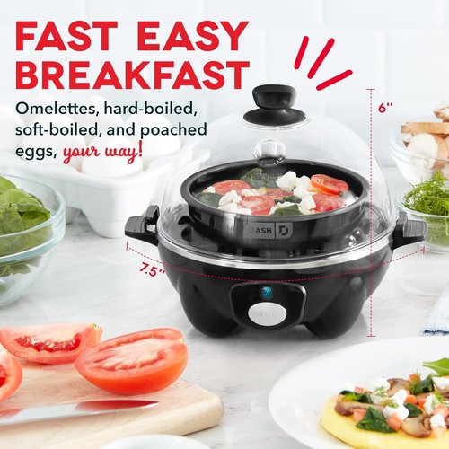 Dash Rapid Egg Cooker | Versatile Boiler, Poacher & Steamer - Holds 7 Eggs, Black - Dishwasher Safe