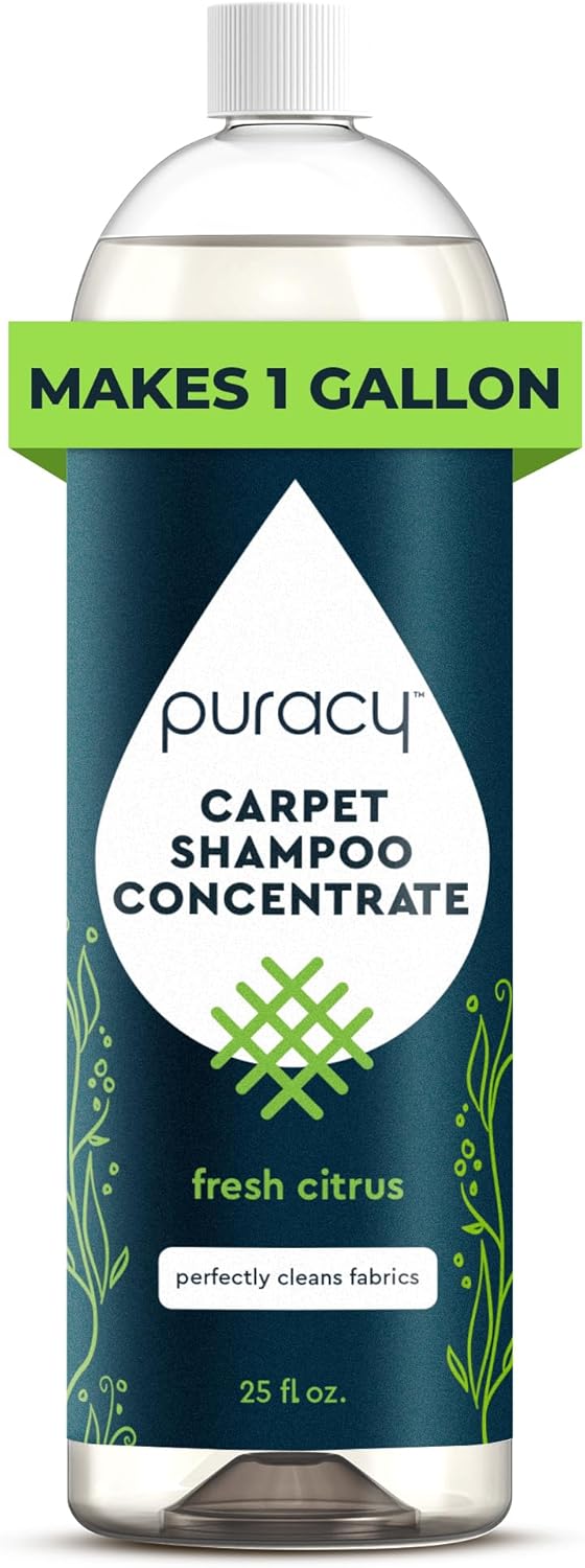 Puracy Carpet Shampoo - Pet Stain & Odor Remover Solution | Concentrated Fresh Citrus (25oz)