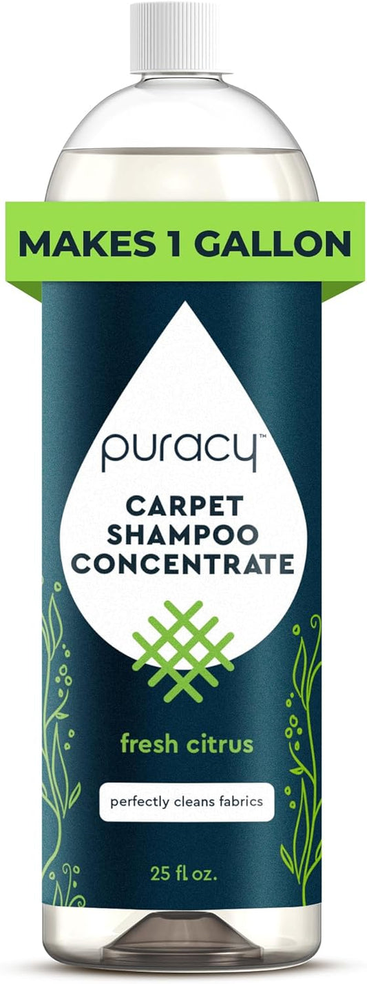 Puracy Carpet Shampoo - Pet Stain & Odor Remover Solution | Concentrated Fresh Citrus (25oz)