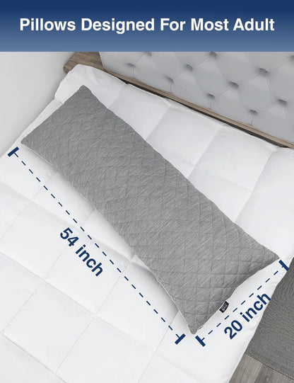 ZonLi Cooling Body Pillow - Memory Foam Insert for Side Sleepers & Pregnancy | 20 x 54 Inch, Grey with Washable Case