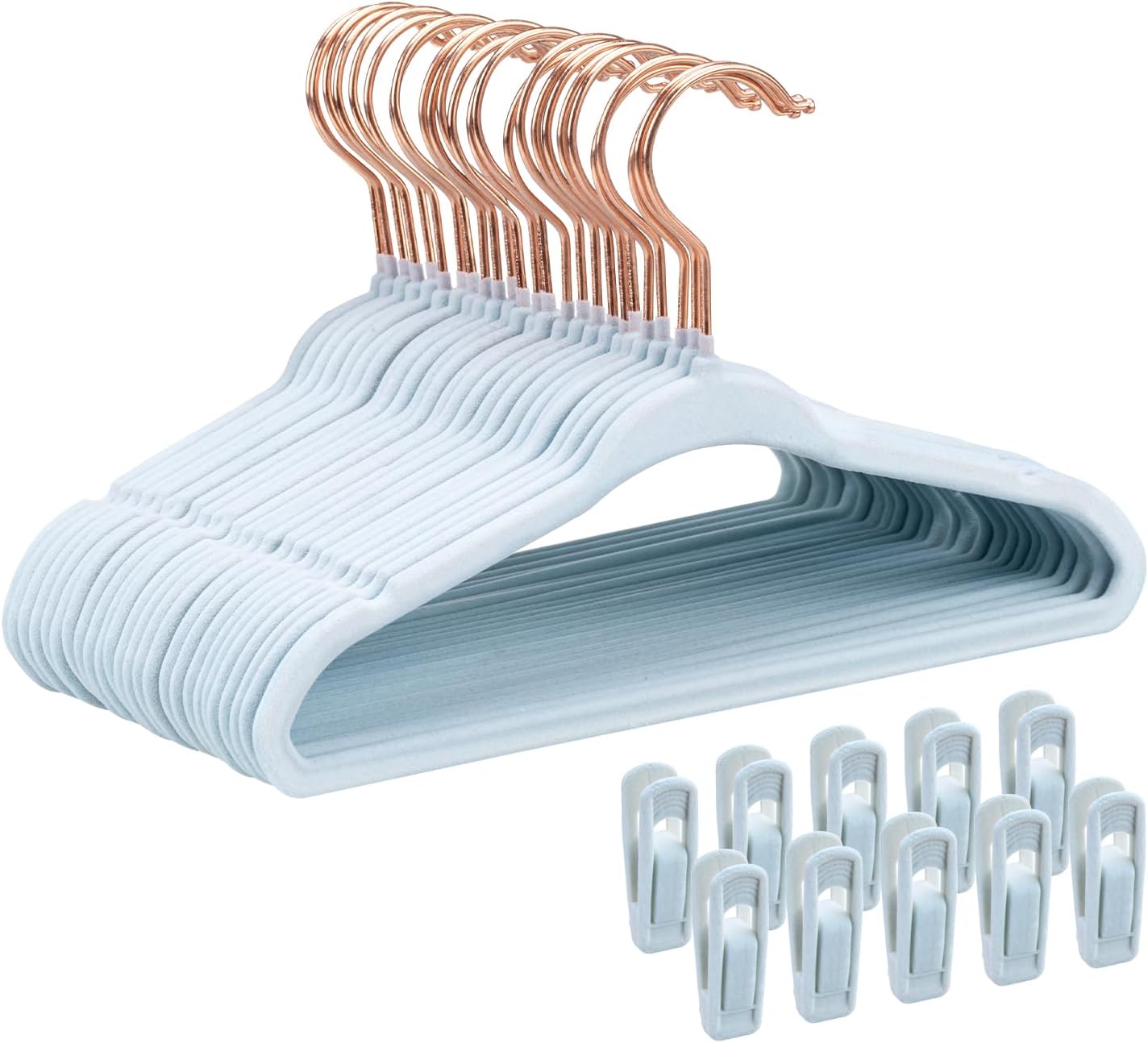Tonswachic 30-Pack Baby Closet Hangers - Soft Velvet Non-Slip Design for Infant & Toddler Clothes | Blue