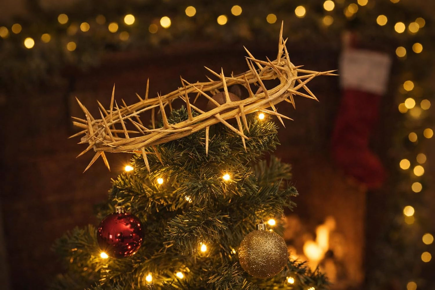 ZULUF Crown of Thorns Ornament - Authentic 7.5" Holy Land Gift Box from Bethlehem | Passion of Christ