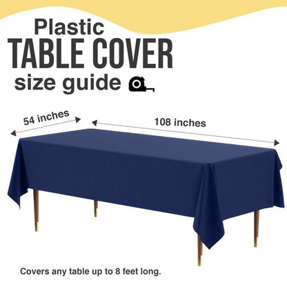 Exquisite 66% Thicker Premium Plastic Table Cloth Rectangle Table Cover 0.5 Mil 12 Pack Navy Blue Table Cloth 54 Inch x 108 Inch Disposable Tablecloth Won't Tear Easily Like Cheap Thin Brands