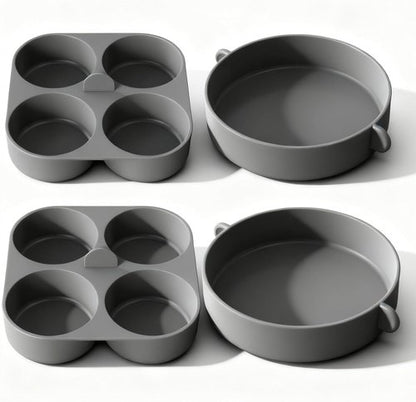 FineMade Silicone Egg Bite Molds - 4-Inch Large & 4-In-1 Mini Molds for Healthy Snacks | 2 Pcs Set