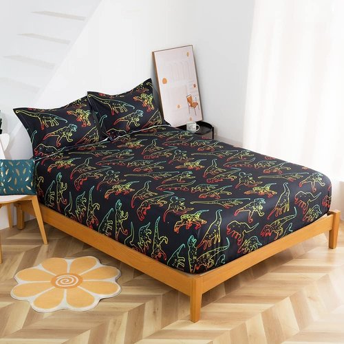 ADASMILE A & S Twin Dinosaur Bedding Set - 100% Microfiber with Pillowcase & Deep Pocket Fitted Sheet