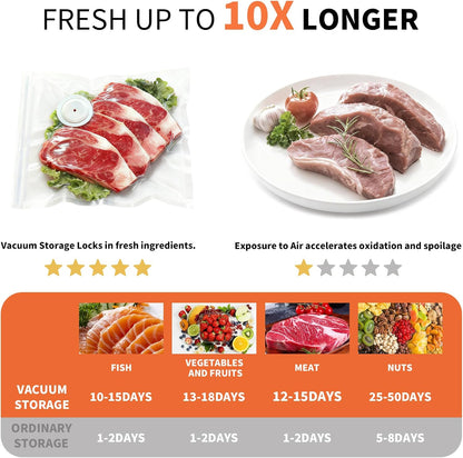 Skiennix Vacuum Sealer - Cordless & Rechargeable Food Saver with Strong Suction | 30 Reusable Bags Included