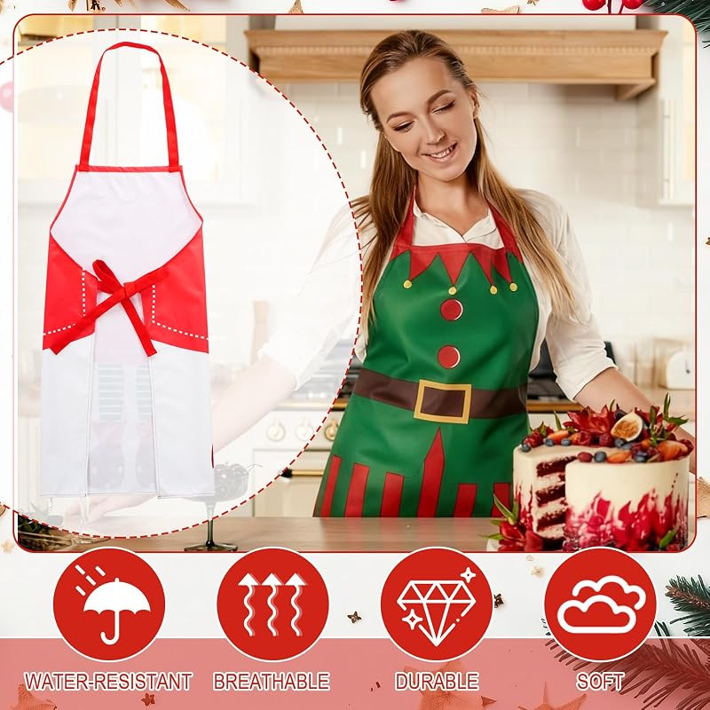 Suhine 12Pcs Christmas Aprons Set - Adjustable Red Plaid Elf Design for Women & Men (Variation: Elf)