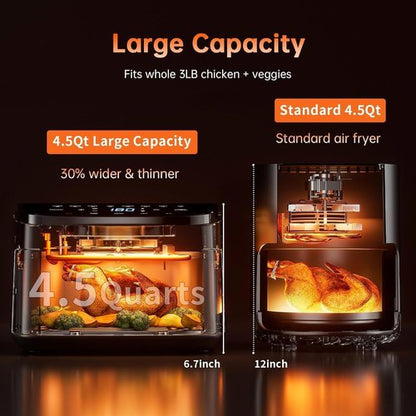 Air Fryer 8-in-1 by [Brand Name] | Compact 4.5Qt Design for Fast, Healthy Cooking with 95% Less Oil