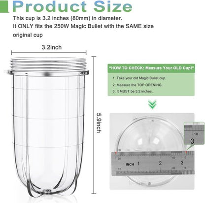 Magic Bullet 16OZ Replacement Blender Cups - 2 PCS Compatible with MB1001 Juicer Mixer
