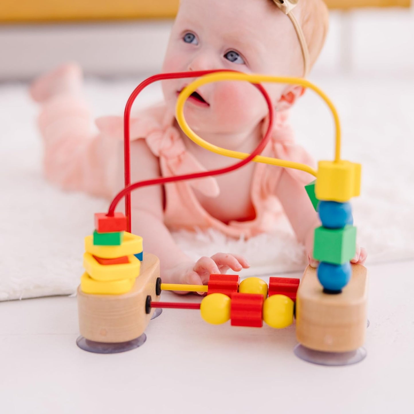Melissa & Doug First Bead Maze - Educational Wooden Baby Toy with Suction Cups for Toddlers 1+