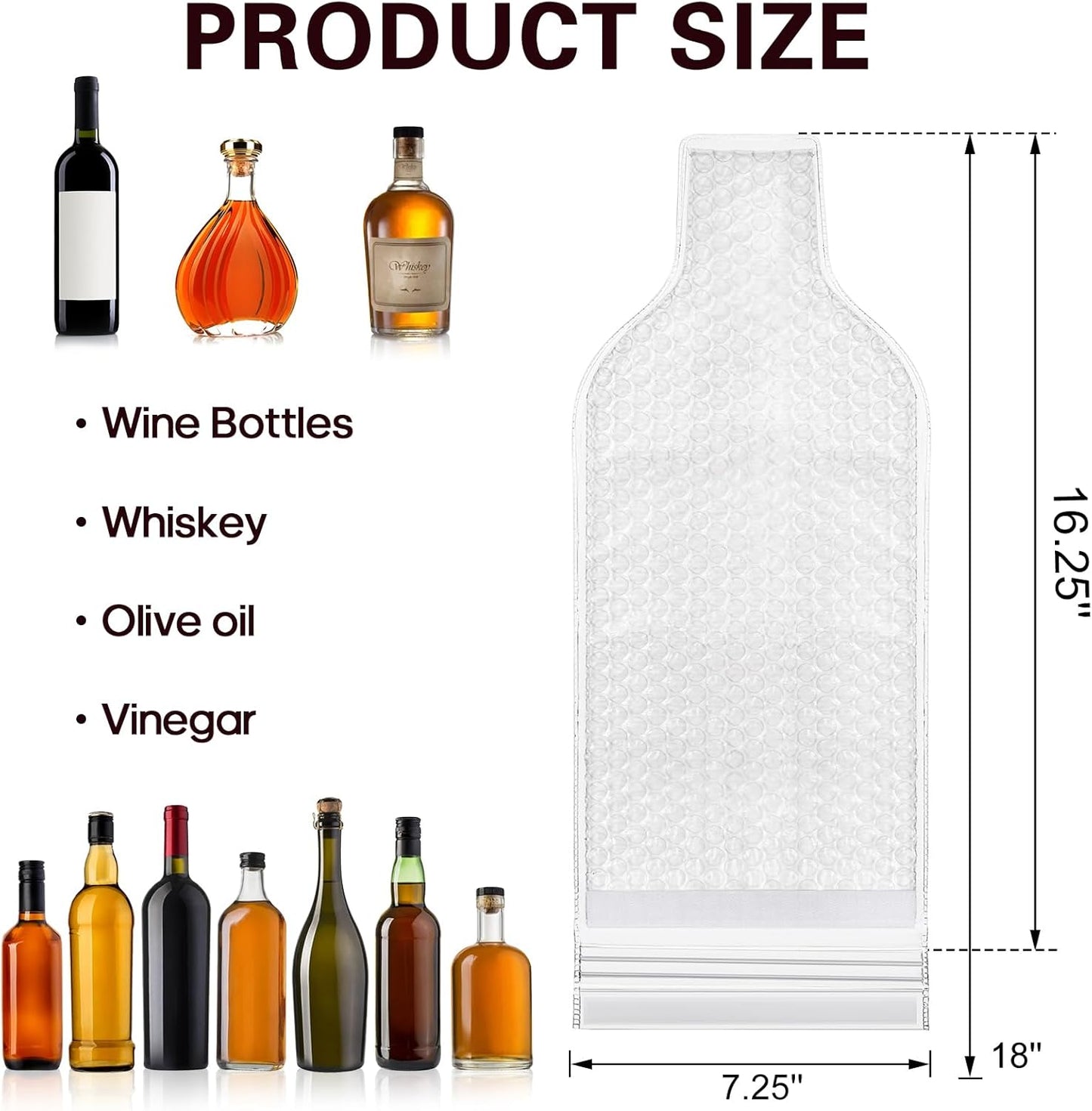 Yesland 6 Pack Reusable Wine Protector Travel Bag, Plastic Wine Bags Sleeve for Travel Leak-Proof Sturdy Triple Protection Wine Shipping Bag for Airplane Car Cruise - 16.25 x 7.5 Inch