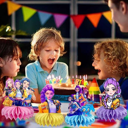 **Demon Movie Hunters Honeycomb Table Centerpiece - 8Pcs Birthday Party Decorations for Kids**