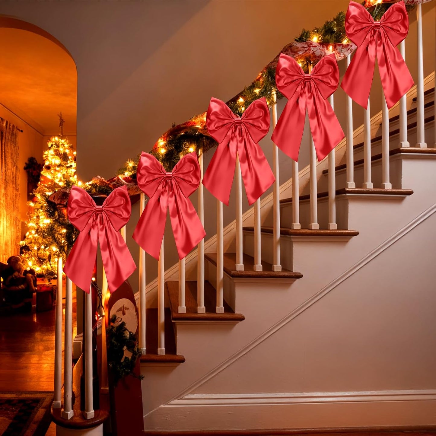 Suncalla Valentine's Day Decorations - 6 FT Large Red Bow Garland | Perfect for Weddings & Parties