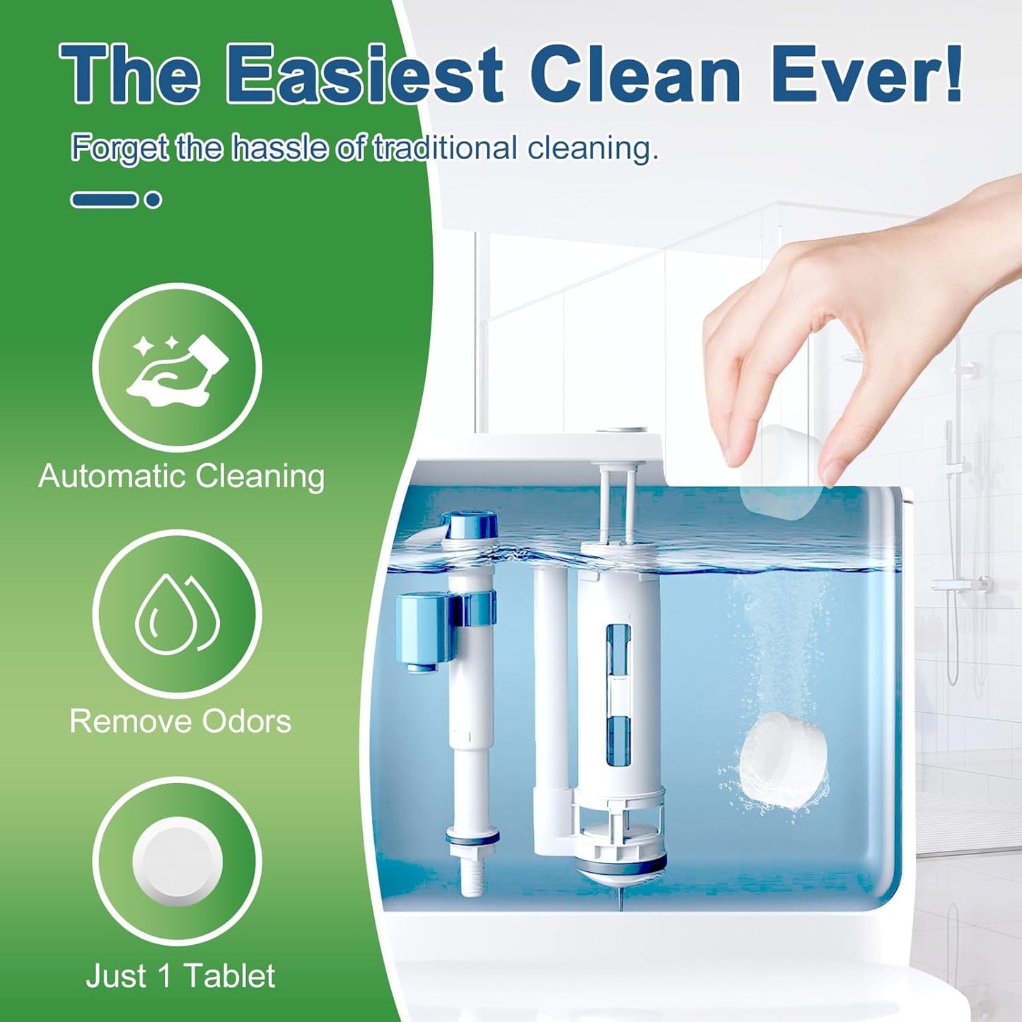 Msvvko Toilet Bowl Cleaner Tablets - 30-Pack Automatic Cleaning for Hands-Free Bathroom Care