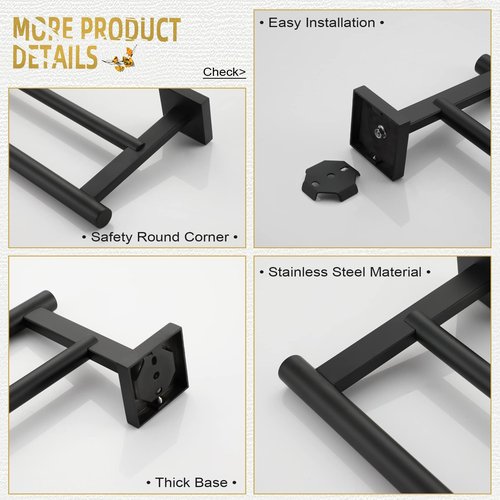 KOKOSIRI Towel Rails Bathroom Double Towel Bars Matte Black 20 Inch Towel Holder 2-Piece for Bath Cabinet Wall Mount Stainless Steel, 2 Pack B5005BK-L24-P2