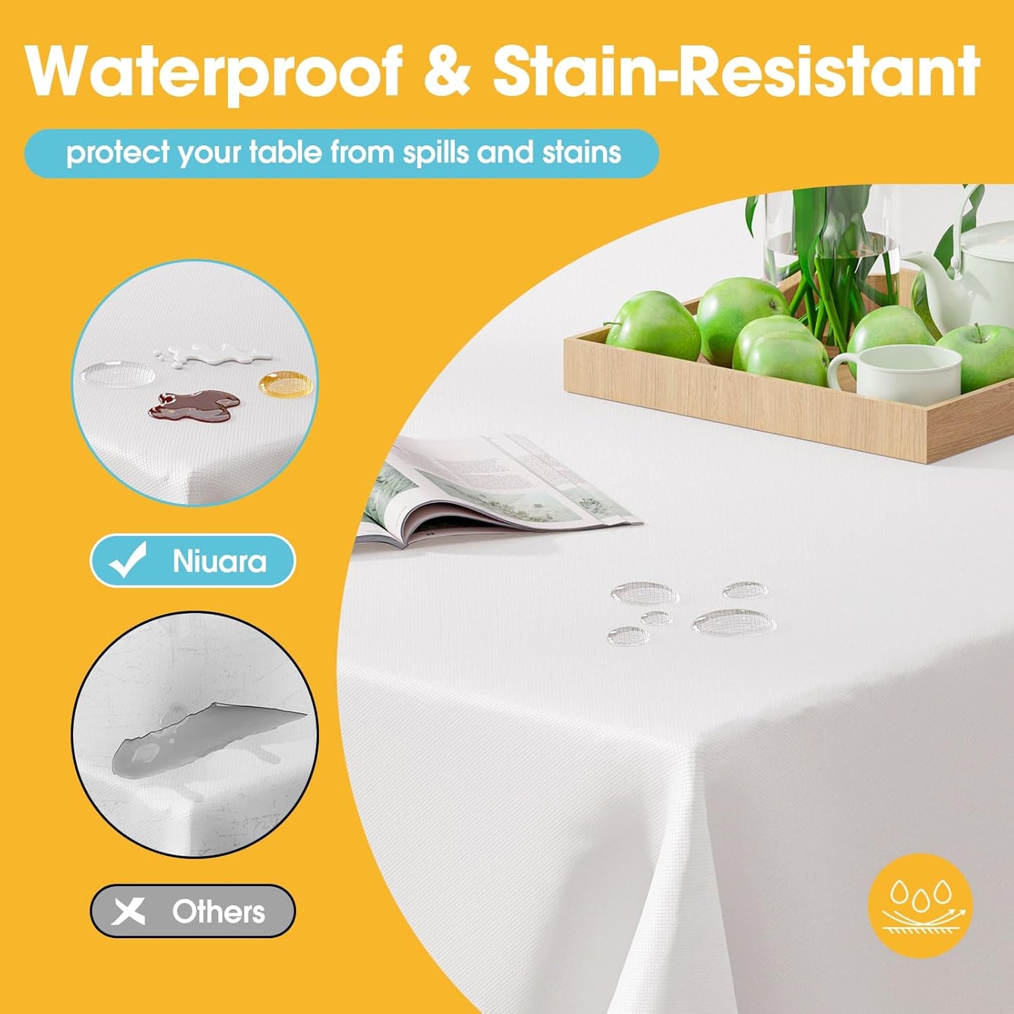 Niuara Disposable Tablecloths - Waterproof 54" × 108" Rectangle Covers | 30 Pack for Parties & Gatherings