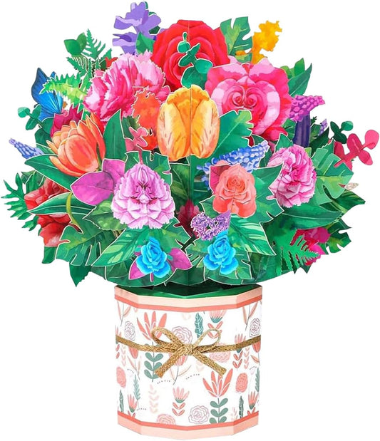 ROBBEAR 3D Rose Carnation Pop-Up Greeting Card - Handmade Flower Card with Envelopes for Any Occasion
