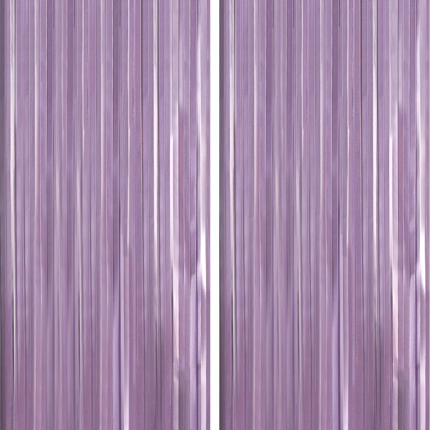 ParyWoo Light Purple Streamers - 8.2FT Metallic Lavender Foil Fringe Curtains for Party Decor