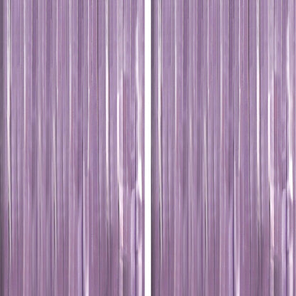 ParyWoo Light Purple Streamers - 8.2FT Metallic Lavender Foil Fringe Curtains for Party Decor