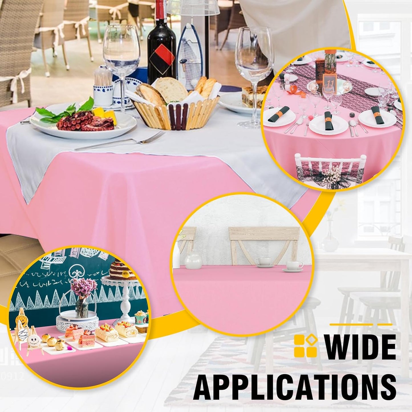 Pink Plastic Table Cloths by [Brand Name] - 20 Pack Disposable Table Covers for Rectangular Tables | 54 x 108 Inches