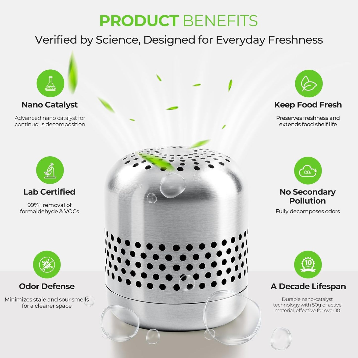 Skiennix Refrigerator Deodorizer - Long-Lasting Odor Eliminator for Fridge & Closet | 10-Year Effectiveness