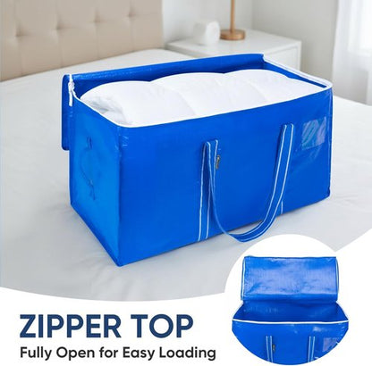 BALEINE Oversized Moving Bags - Heavy-Duty Storage Totes with Reinforced Handles | Royal Blue, 6-Pack