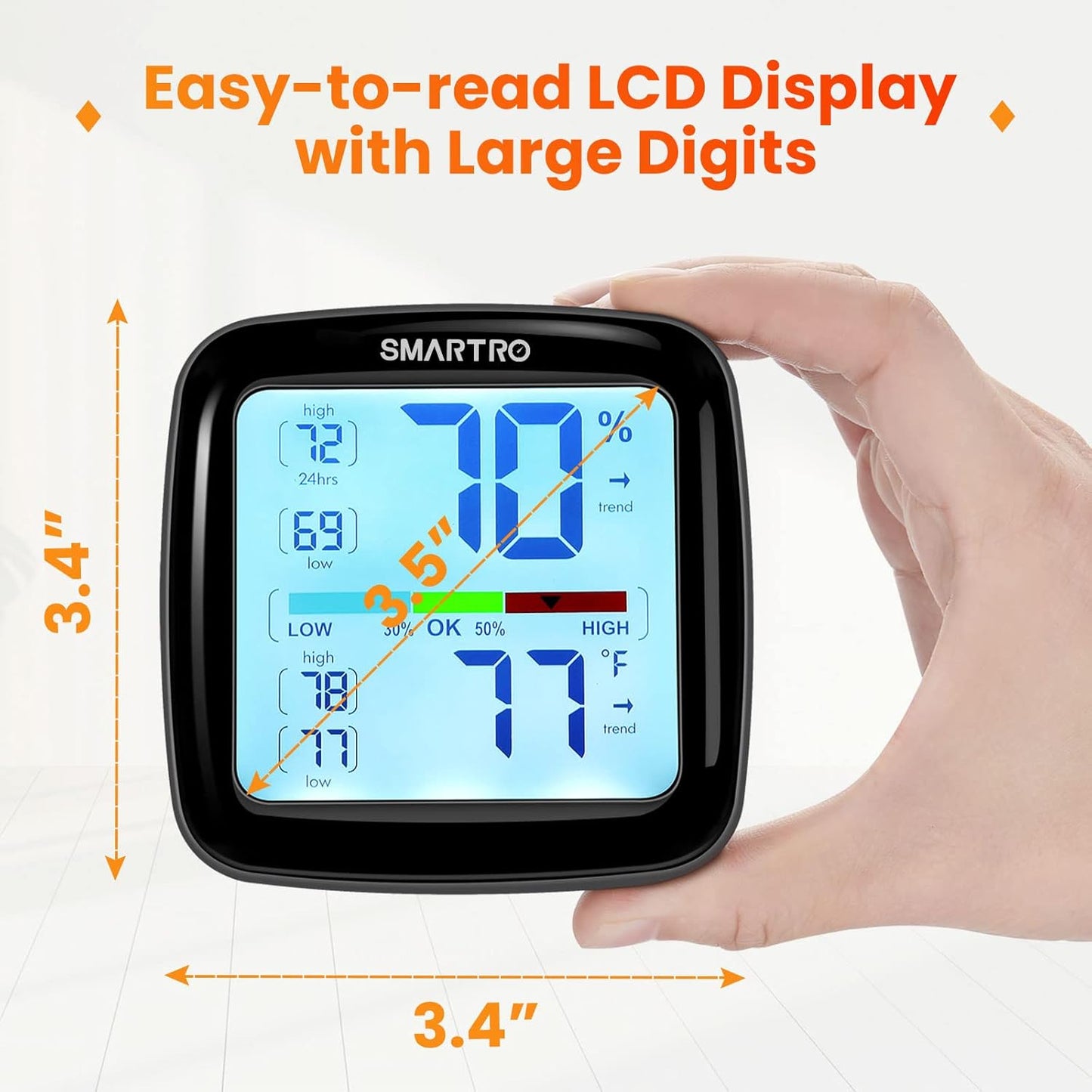 SMARTRO SC42 Digital Hygrometer - Professional Indoor Thermometer with Accurate Calibration | Humidity Gauge