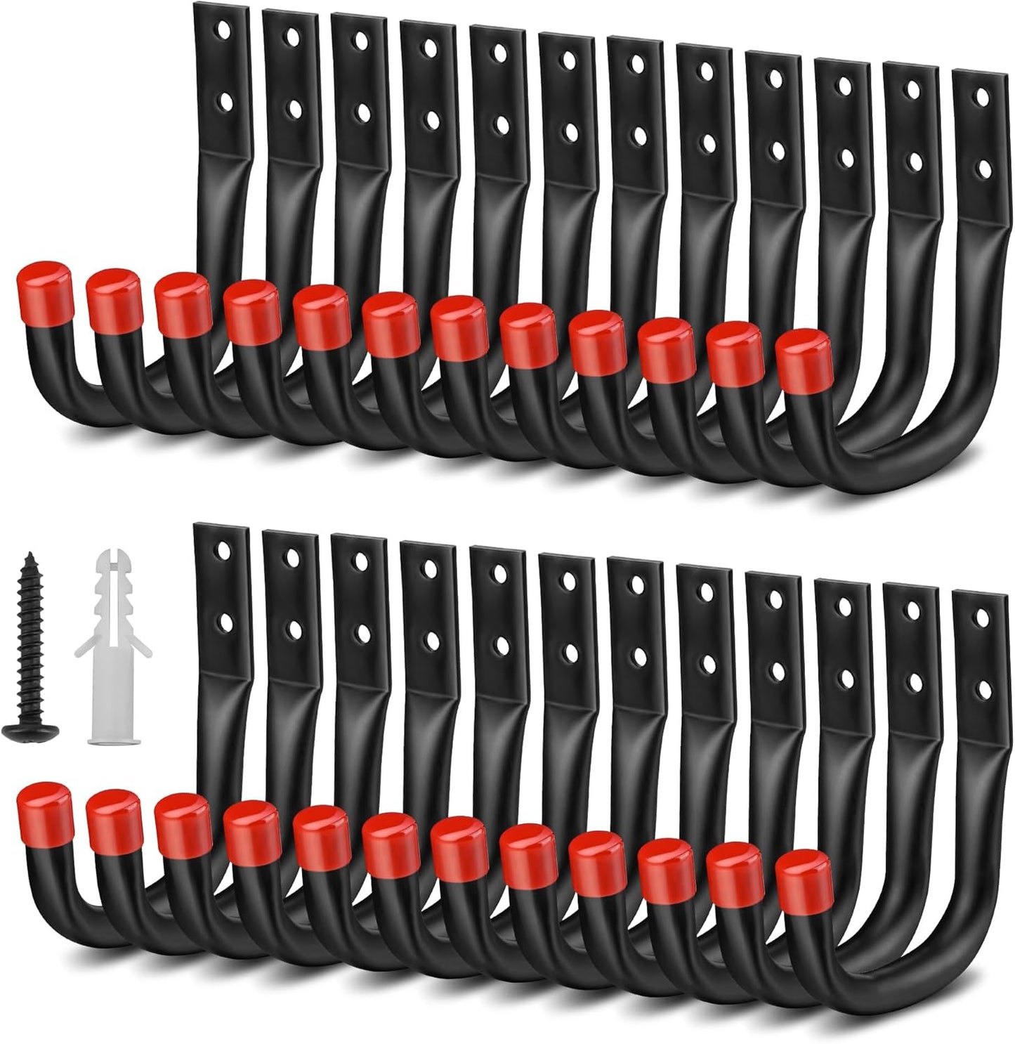 Nacial Heavy Duty Garage Hooks - 24 Pack 3.5" Wall Hooks with EVA Pads | 100LBS Capacity for Bikes, Kayaks, Ladders
