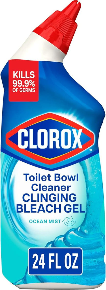 Clorox Toilet Bowl Cleaner - Clinging Bleach Gel with Ocean Mist Scent - 24 Fl Oz Bottle